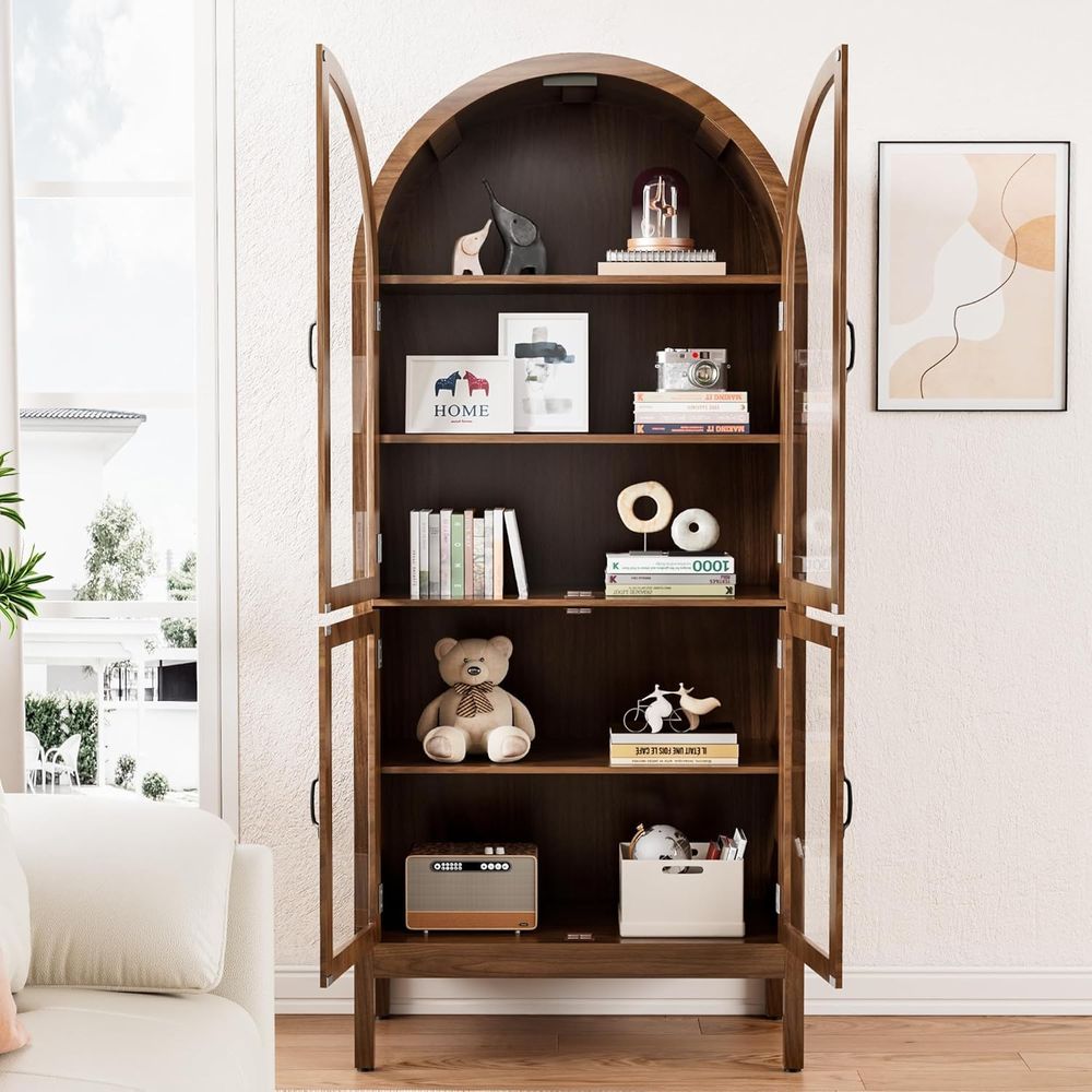 70.9 Tall Walnut Acrylic Glass - Glass Cabinet Display ulasan dan harga
