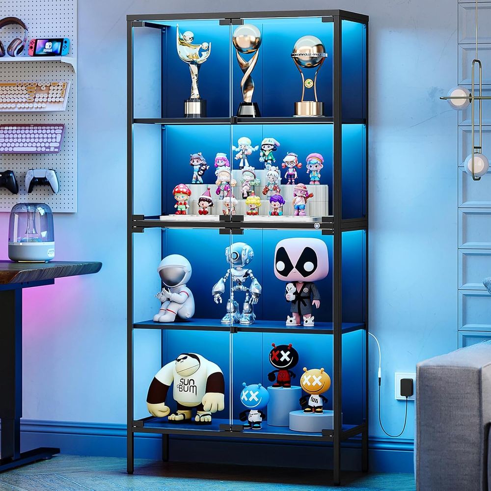 65 LED-Illuminated Glass Displ - Glass Cabinet Display ulasan dan harga