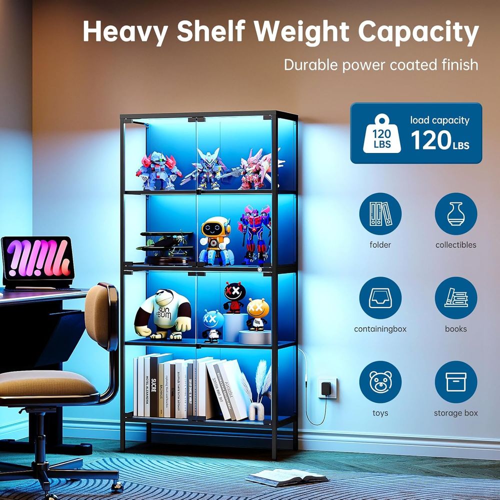 65 LED-Illuminated Glass Displ - Glass Cabinet Display ulasan dan harga