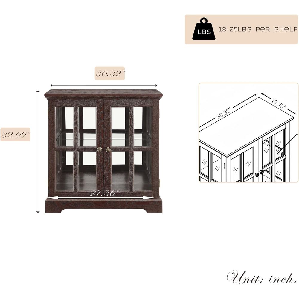 32 High LED-Lit Curio Cabinet  - Glass Cabinet Display ulasan dan harga