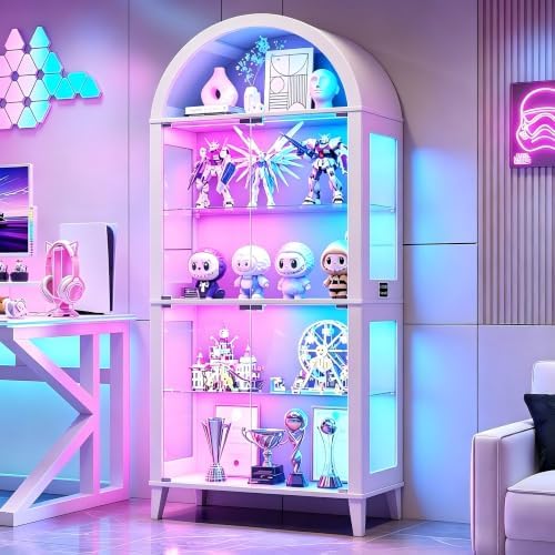 5-Tier Arched Glass Display Ca - Glass Cabinet Display ulasan dan harga