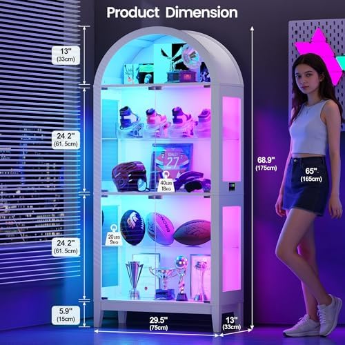 5-Tier Arched Glass Display Ca - Glass Cabinet Display ulasan dan harga