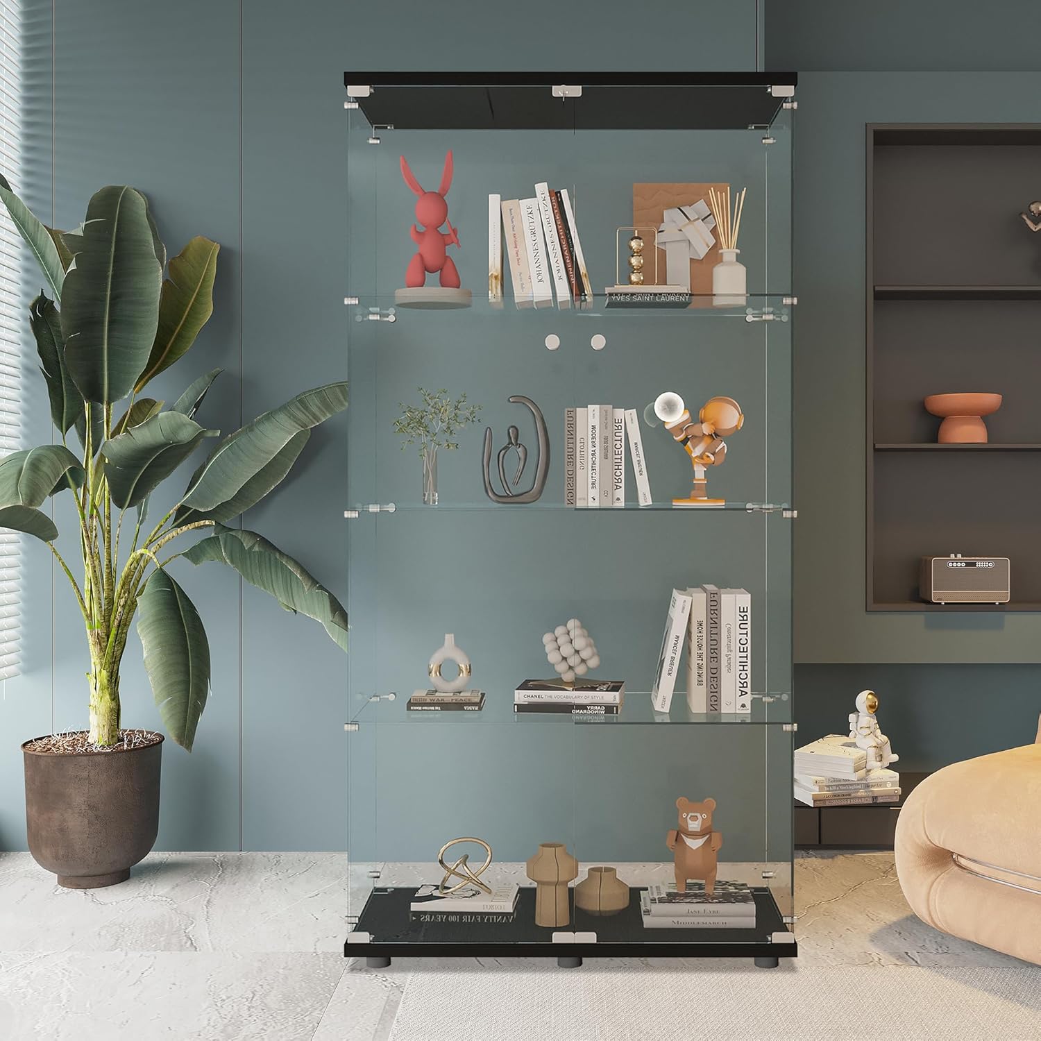 Glass Display Cabinet with 4 S - Glass Cabinet Display ulasan dan harga
